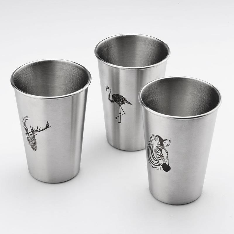 350/500ML Simple Stainless Steel Juice Beer Water Cup Unbreakable Stackable Pint Cups Juice Mug