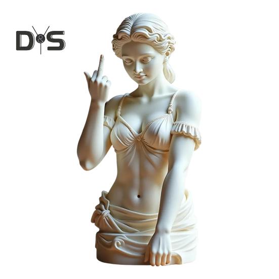 Middle Finger Women Bust Statue Women with Attitude Resin Sculpture Figurine Home Office Bookshelf Desktop Decoration Ornament