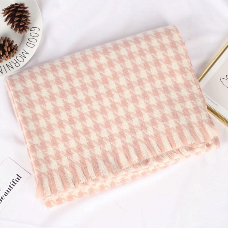 Podzimní a zimní dámský nový styl šála s kostkovaným vzorem tisíce ptáků z imitace kašmíru, evropský a americký teplý šál, límec