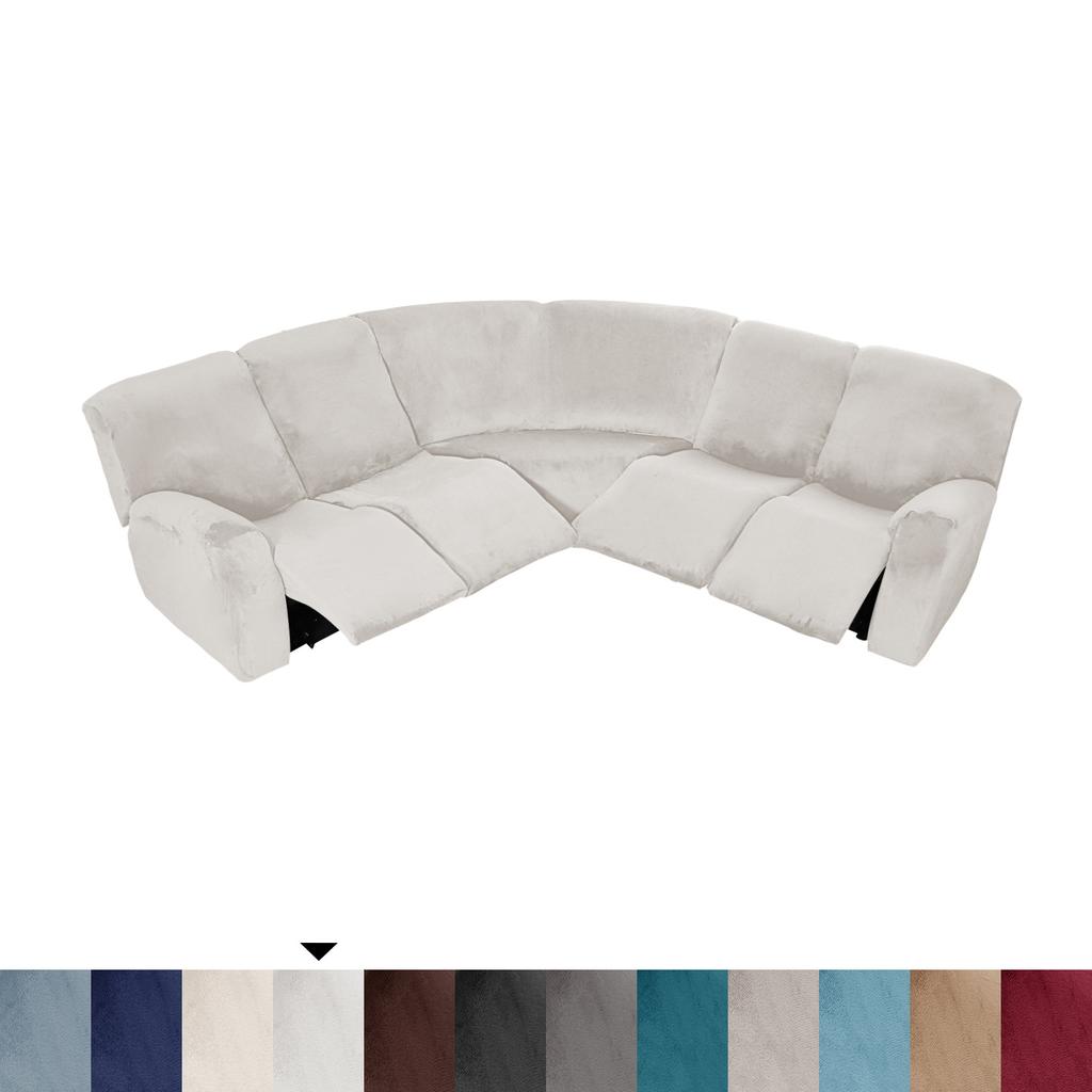 Winter 5-person L-shaped Chaise Lounge Sofa Cover Velvet Solid Color All-inclusive Sofa Cover First Class Cover All-inclusive Elastic