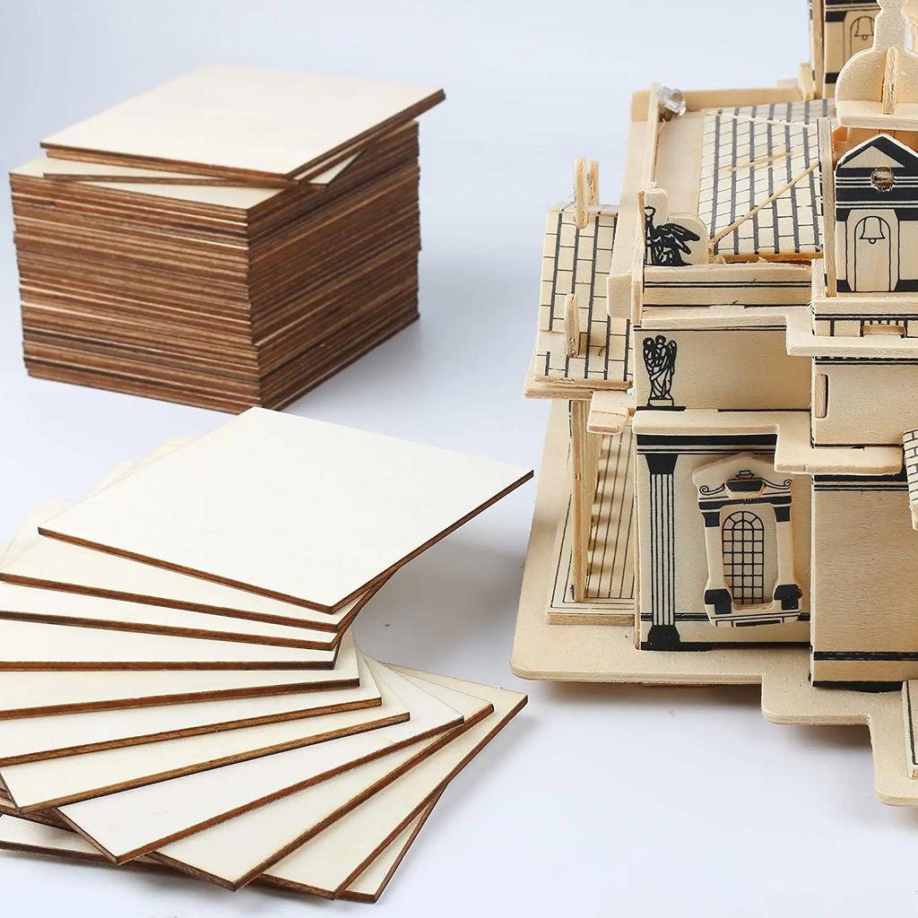 5/2Pcs Wood Square Blank 10x10cm Unfinished Wood Slices for DIY Painting Staining Wood Engraving Laser Projects Supplies