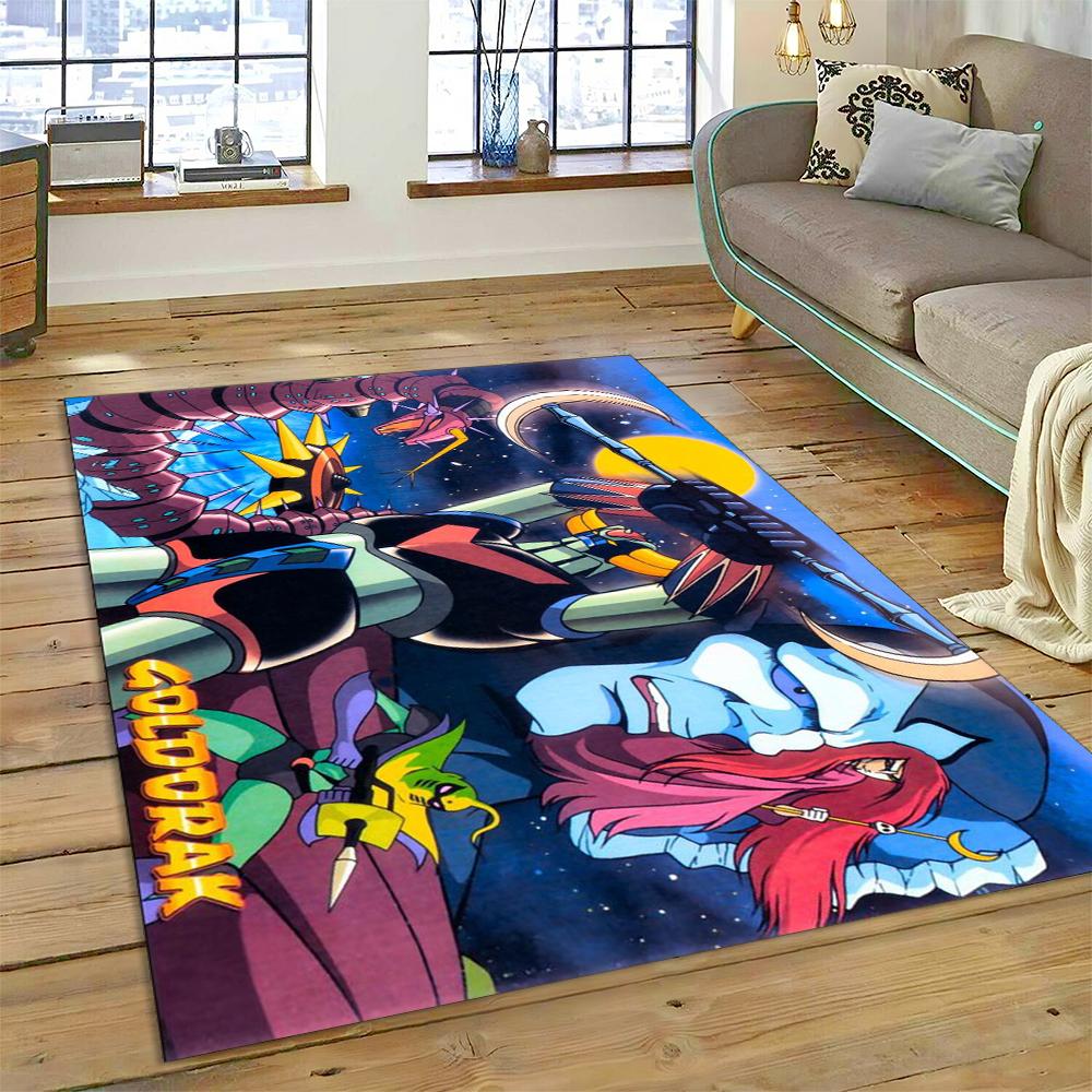 Alfombra de Dibujos Animados 3D Robot OVNI Grendizer Anime para Sala de Estar Dormitorio Decoración del Hogar, Felpudo Antideslizante para Sofá Felpudo Regalo Niños