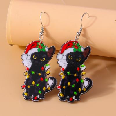 Cute Funny Guitar Cat Earrings for Women Cartoon Animal Drop Earrings Girls Party Holiday Jewelry Gifts