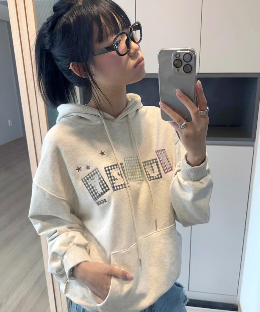 Text Box Applique Oversized Hoodie 2 Colors