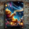 1pc Disney Stitch& Lilo Iron Wall Art- Enchanting Night Scene with Teacup Bear, Fairy Castle, Starry Sky& Butterflies, Vibrant C