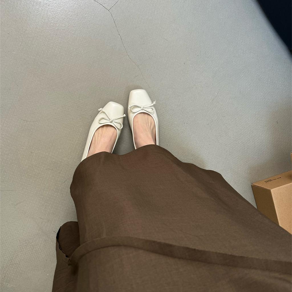 Fashion Woman Elegant Flat Shoes Women Square Toe Bowtie Slip on Ballet Flats Lazy Loafers Moccasins Ladies Casual Flats Shoes