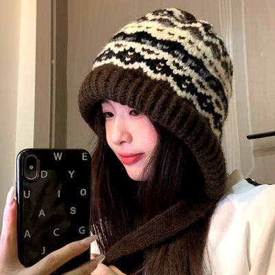 Women‘s Wool Hat Autumn and Winter Warm Ear Protection Cold Hat Female Cute Thickened Knitted Hat