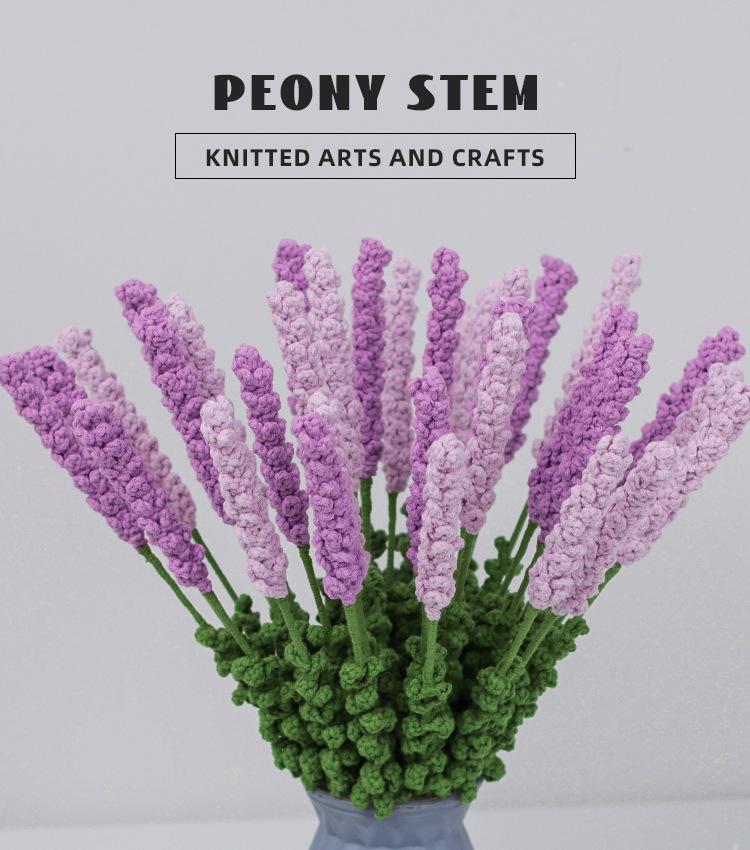 Handmade Woven Lavender DIY Crochet Knitting Flowers Arrangement Artificial Plant Finished Bouquet Romantic Valentine's Day Gift