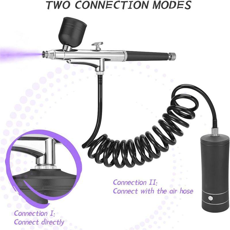 Aug. Airbrush KIT Cordless Rechargeable Compressor Airbrush Set Automatically Handles Model Painting, Nails, Makeup B