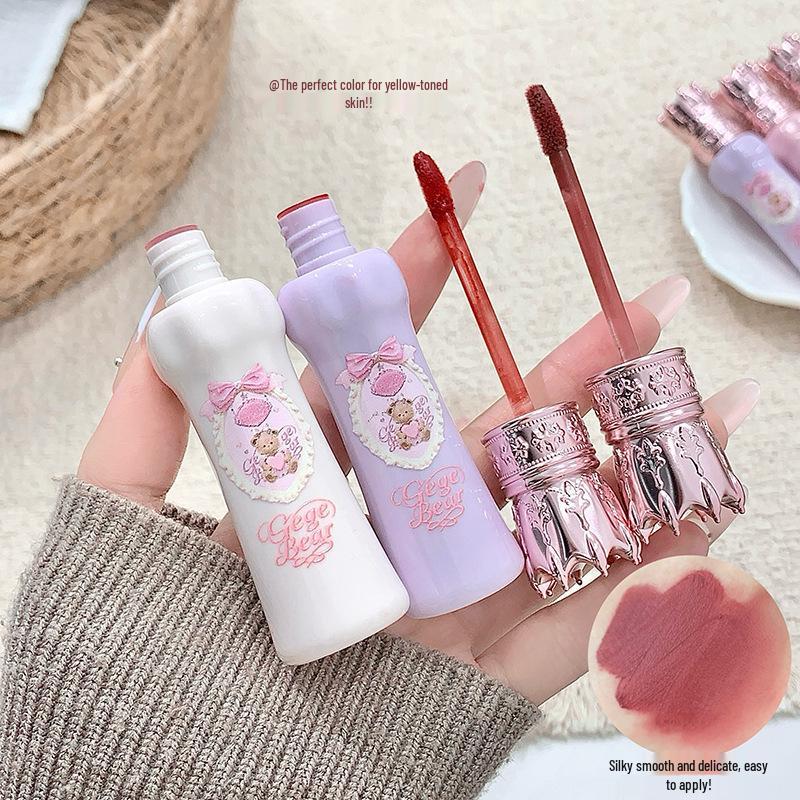 Gegebear Seidenvelours Lippen-Schlamm: Langanhaltender, Antihaftender, Aufhellender Lipgloss.