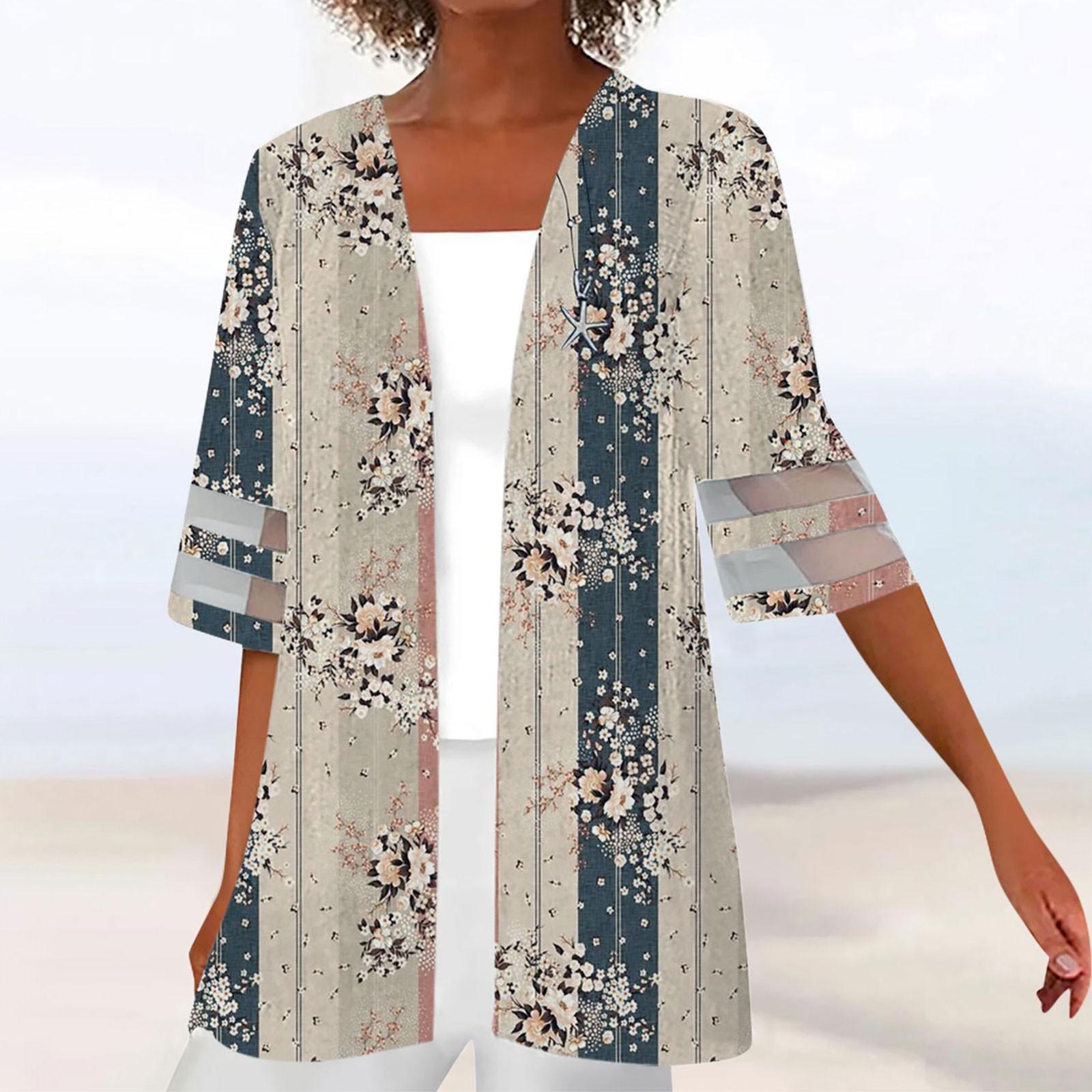 

Women s Shirt Blouse Outerwear Print Half Length Sleeve Casual Holiday Basic Lace Tops M хакі