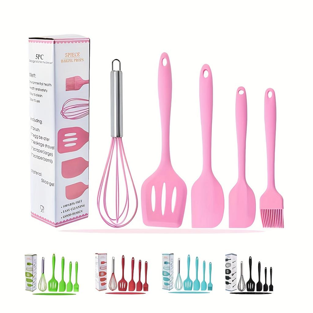 Silicone Kitchenware Cooking Utensils Set Non-stick Cookware Spatula Shovel Egg Beaters Wooden Handle Kitchen Cooking Tool Set