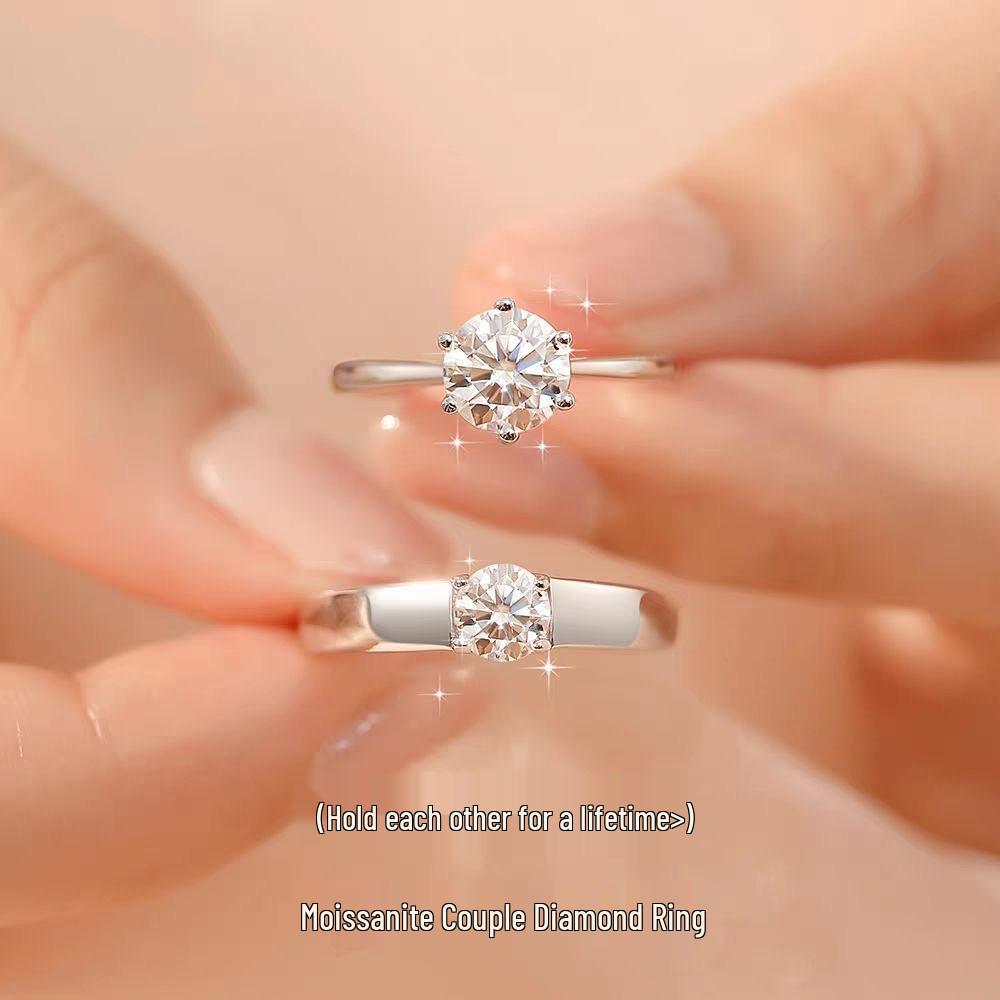 Elegante Anello da Donna con Diamante a Sei Griffe, Elegante Fedina in Zirconia Cubica, Perfetto per Proposte e Matrimonio, Misura Regolabile.