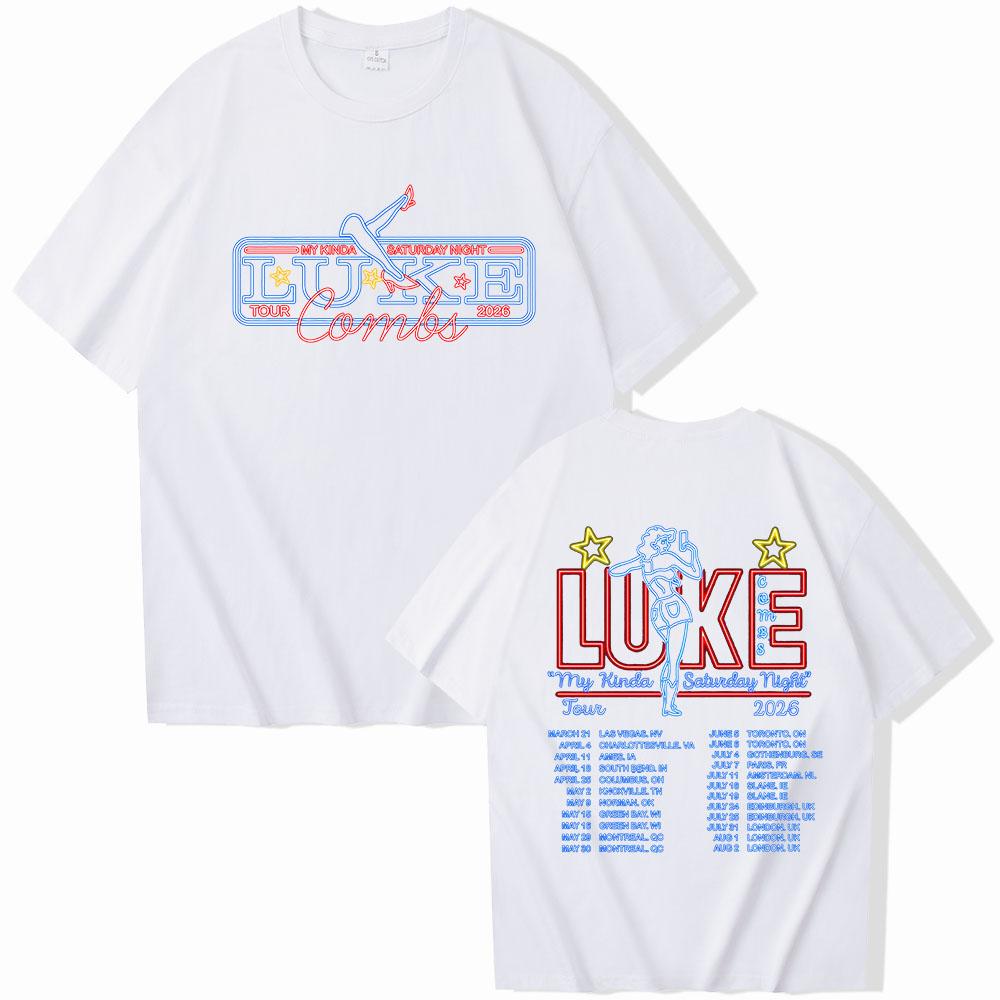 Luke Combs 2026 Tour T-Shirts Herrenbekleidung Damen Luxus Kurzarm Bequemes Freizeit-T-Shirt Geschenke Sommer-T-Shirt