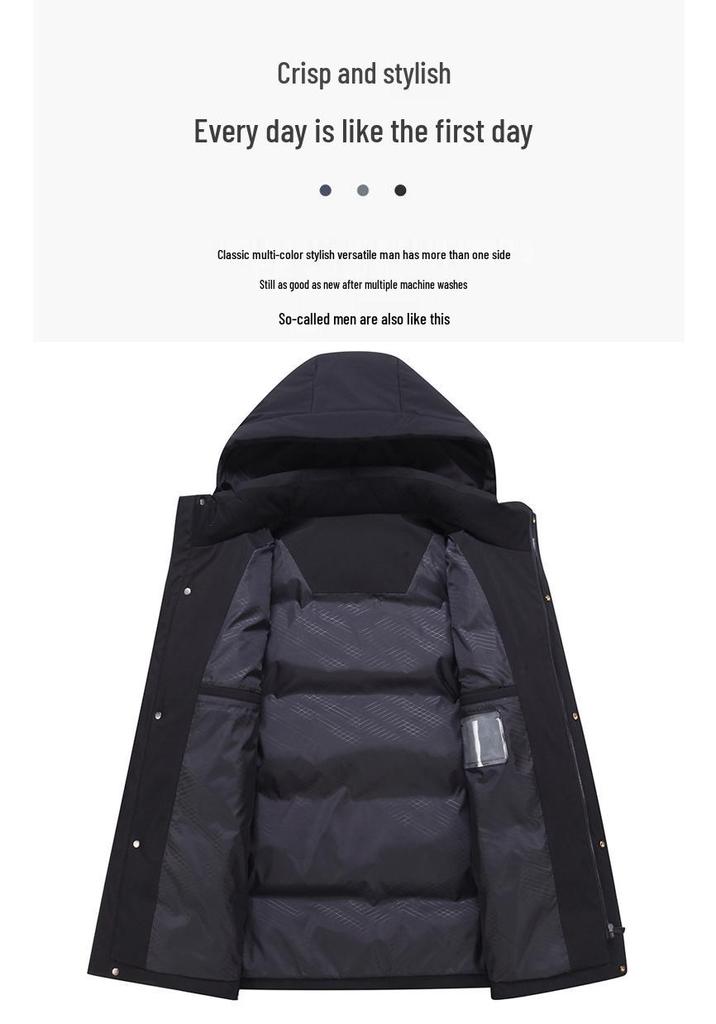 Northeast-Style Mid-Length Winter Down Jacket for Middle-Aged and Elderly Men - Plus Size