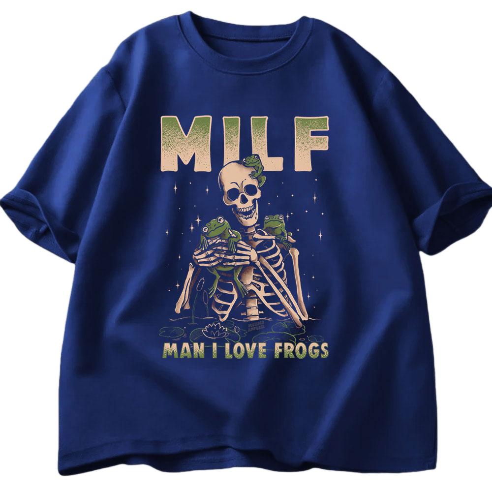 Milf Mann Ich Liebe Frösche Lustiges Skelett Labyrinth T-Shirt Sommer Herren Damen Lässig Baumwolle Mode Streetwear Y2K T-Shirt Top