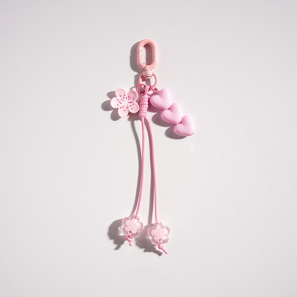 Cute Cherry Blossoms Pendant Creativity Shape Beaded Woven Rope Small Bell Design Bag Hanging Piece Gift A227 Bag Charm