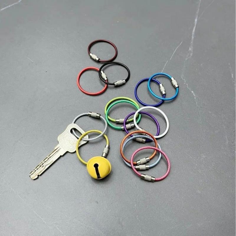 10Pcs/Lot Colorful Iron Wire Keychain Cable Loop Screw Lock Rope Key Holder Keyring Key Chain Rings For Jewelry Making Supplies