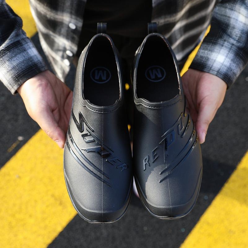 Low-top rain shoes water shoes men's adult warm waterproof shoes shallow mouth non-slip short tube work rubber shoes