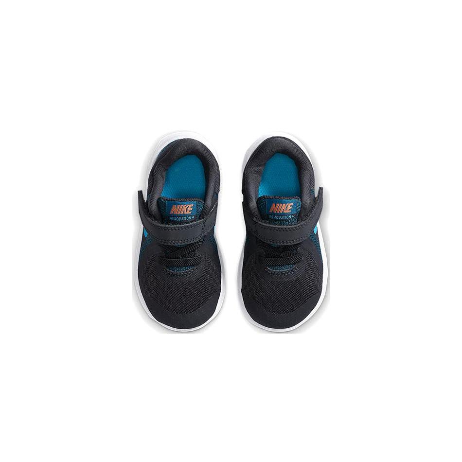 Nike REVOLUTION 4 Fabric Low top Running Shoes Black Blue White Infant And Toddler 943304-016