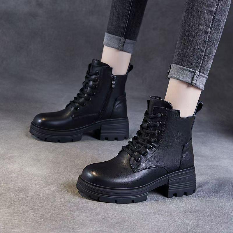 Thick-soled heightening fashionable versatile Martin boots autumn and winter new British style velvet warm fashion short boots
