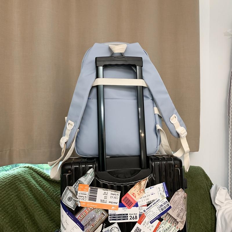 Schoolbag Junior High School Women's Large Capacity Backpack Color Contrast Backpack For High School Students