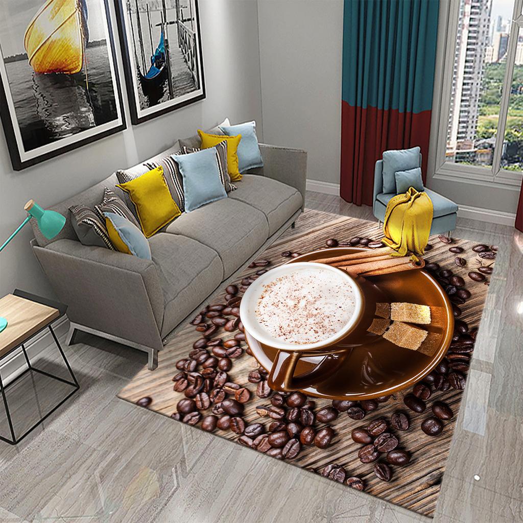 3D Print Coffee Breakfast Theme Carpet Creative Carpet Rug Living Room Bedroom Decor Kitchen Bathroom Non Slip Floor Mat Gifts