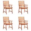 Garden Dining Chairs 4 Pcs with Cushions Solid Acacia Wood