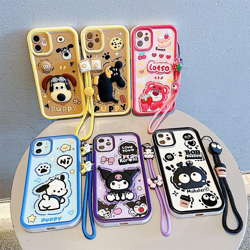 KEYSION Shockproof Case for VIVO Y04 with Lanyard Soft Silicone Cute 3D Cartoon Doll Phone Cover for VIVO Y29s 5G