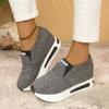 Women's fashion flat bottom inner height increase mesh yarn breathable casual single shoes support platform one piece