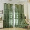 Hollow Branch Sheer Curtain, Elegant Dark Green, Semi-Transparent Misty Ambiance, Top Grommet Design for Easy Hanging
