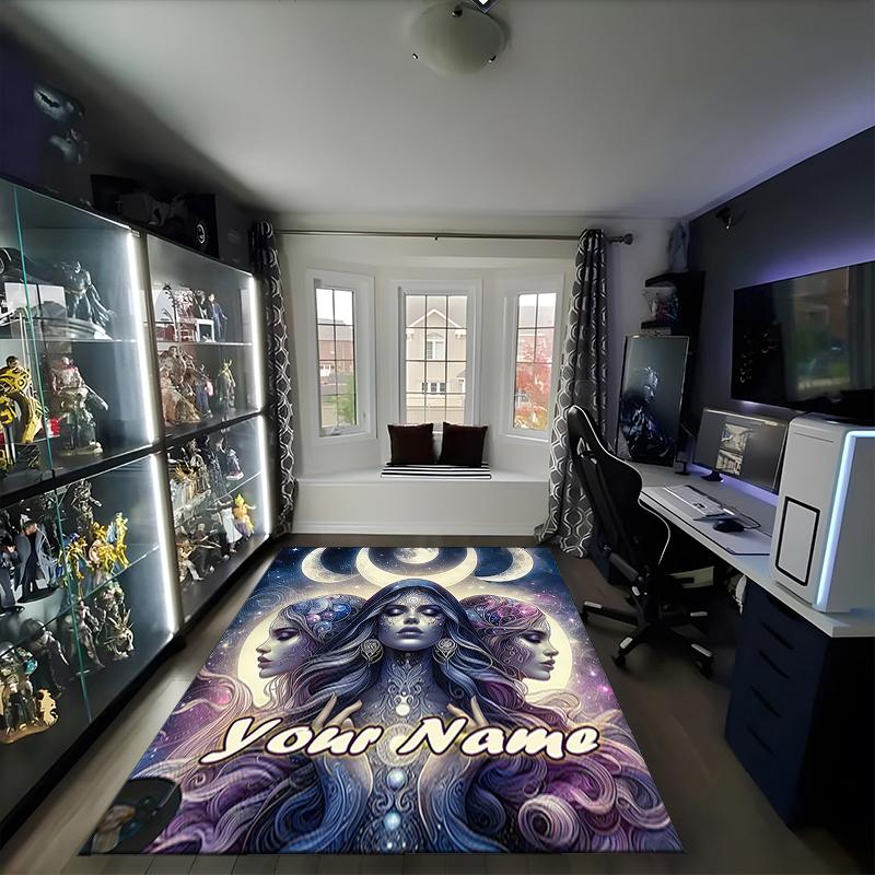 1PC Custom Name Moonlit Dreams Theme Floor Mat Ideal for Living Room, Game Rooms, Office, Bedroom,Floor Mat Playful Design