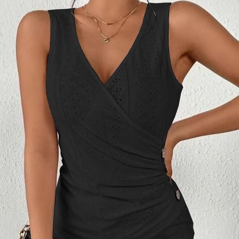 

Женские повседневные летние топы, модная одежда, блузки без рукавов, клубные топы, майки без рукавов, женские кружевные топы с глубоким v-образным вырезом 3XL чёрный