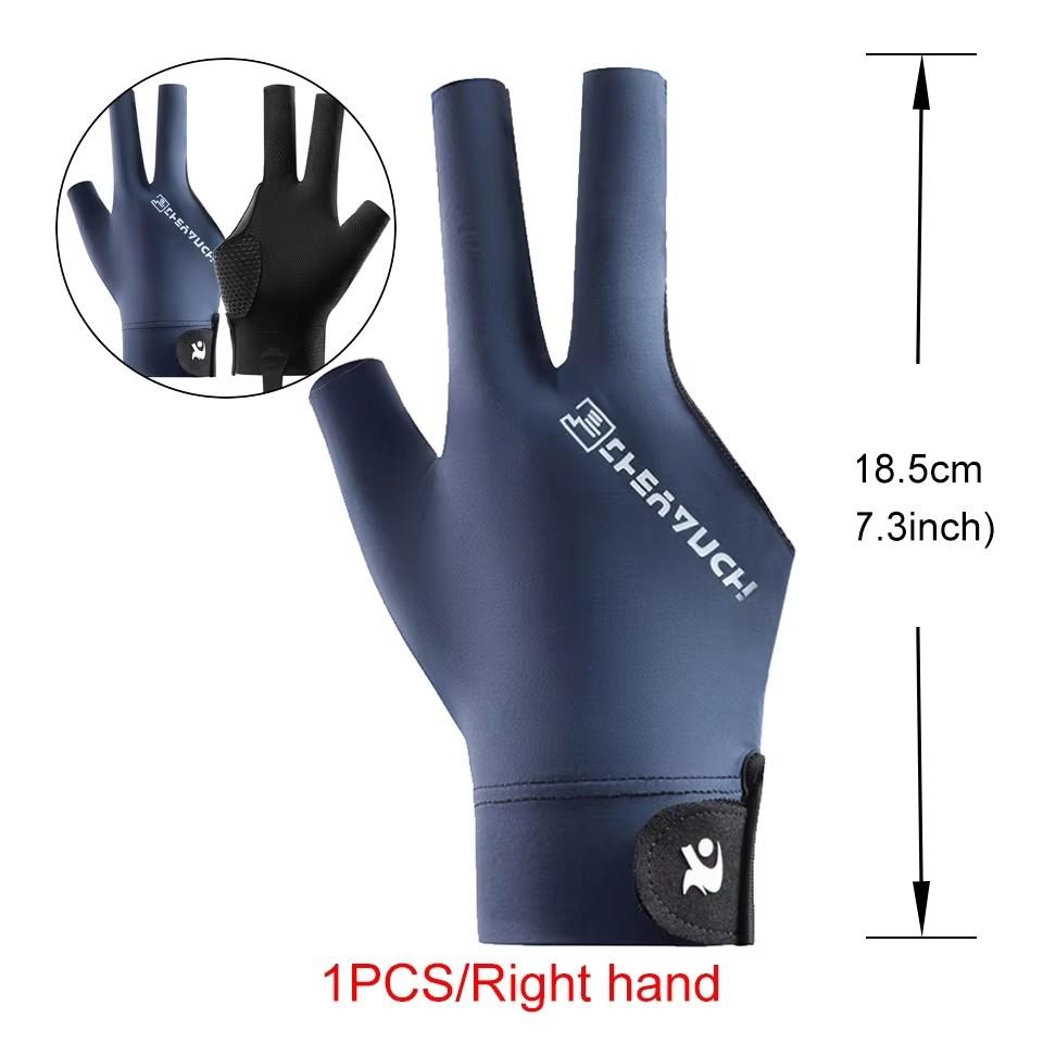 Loogeel 1Pcs Open Finger Billiard Gloves Breathable Snooker Pool Gloves Three Fingers Non-Slip Sports