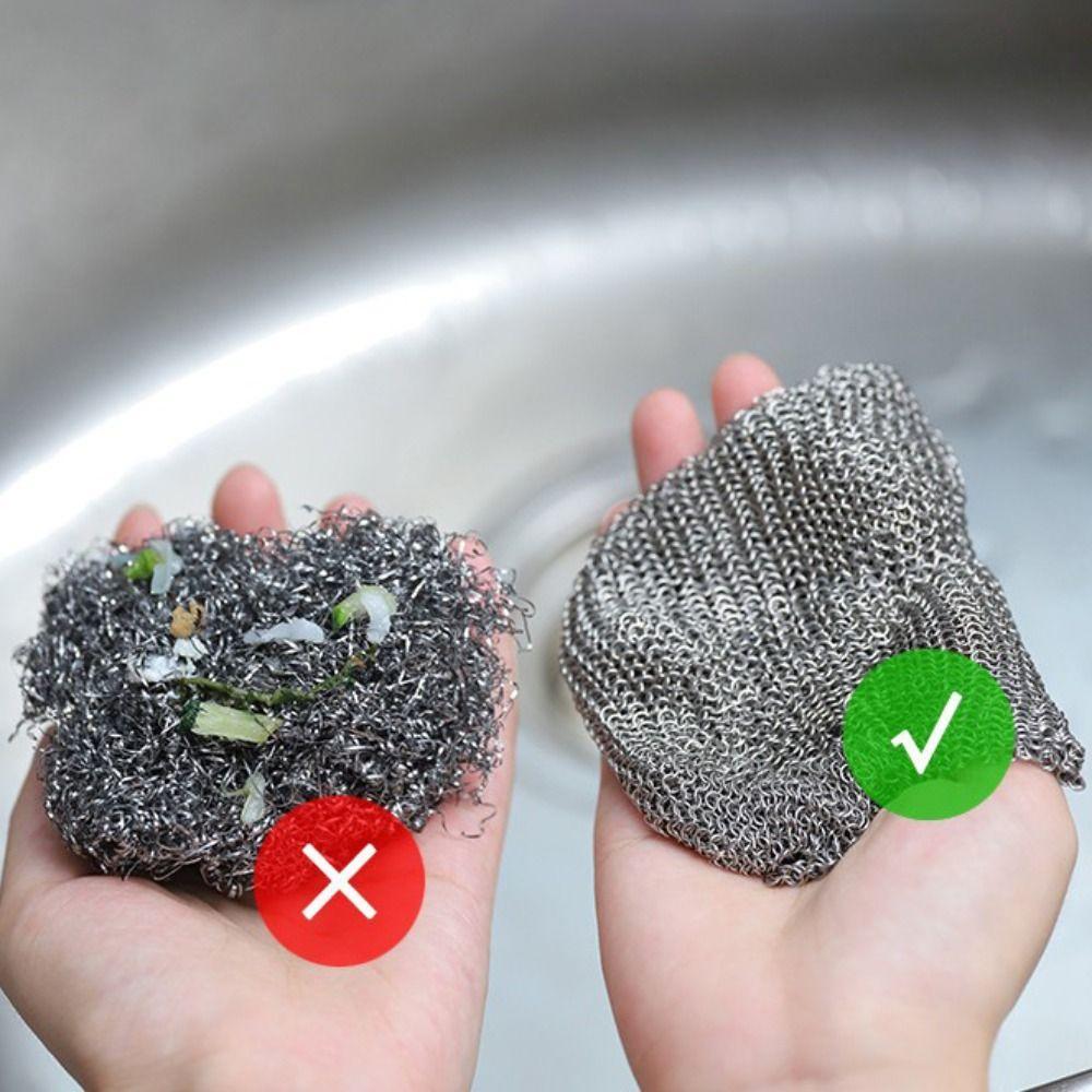 Square Stainless Steel Dishcloth Rust-free Pot Brush Kitchen Cleaning Tools Steel Wool  Glass