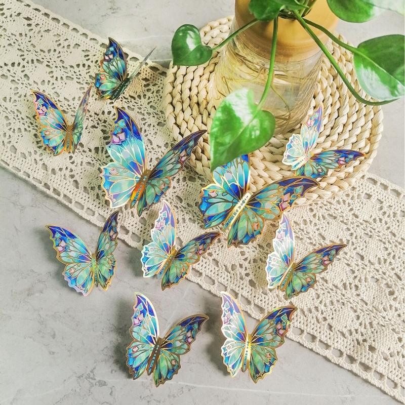 3D Butterfly Wall Decors 12Pcs Small Large 2Sizes Colorful Butterfly Decorations for Birthday Party Adhesive Stickers