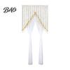 Polyester Sheer Window Dressing Lace Door Curtain, Embroidered Floral Doorway Curtain with Beads, Easy Install Renters Rod Pocket Room Divider