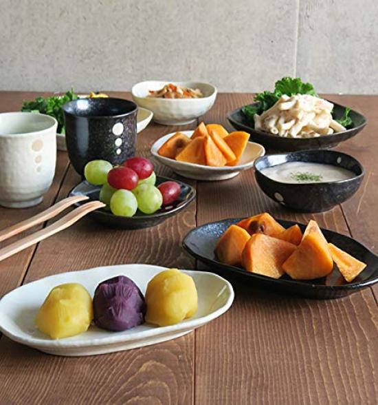 Tableware East Japanese Tableware Oval Plate White Polka Dots (Dot Monotone Series) Salad Plate Medium Plate Cake Plate