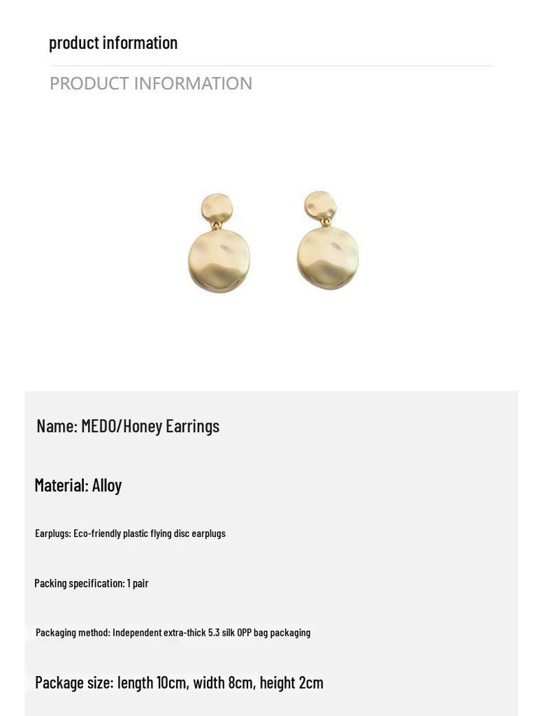 Round Minimalist S925 Silver Needle Earrings with Gold Color Retention – Elegant, Fashionable, and Smooth Alloy Design.
