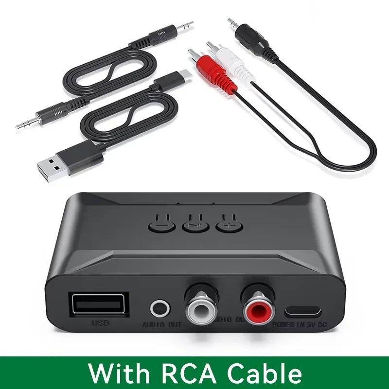 Bluetooth 5.4 Audio Receiver Wireless U Disk RCA 3.5mm AUX USB Stereo Music Adapter with Mic For Car Kit Amplifier Wired Speaker