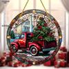 Christmas Vintage Truck Lighthouse Suncatcher Window Decor Wreath Sign Scene, Novelty Home Decor, Perfect Durable for Bedroom