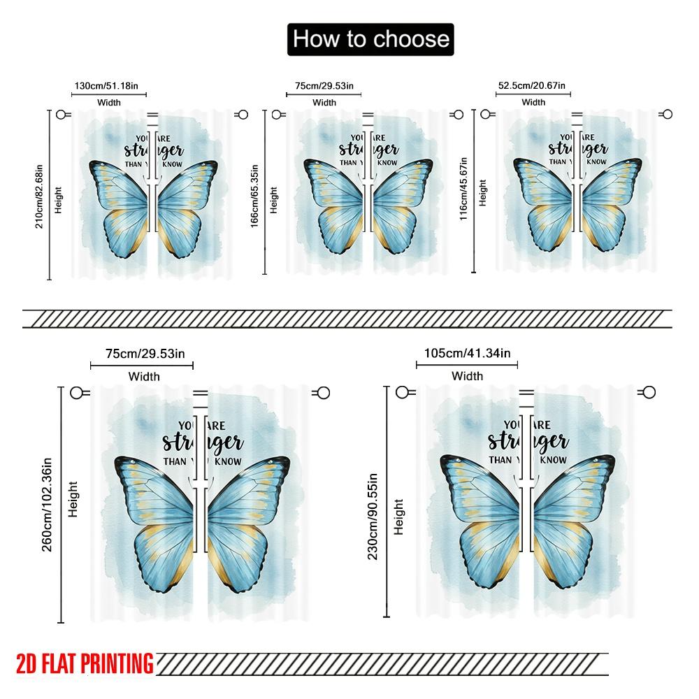 2pcs 2D flat printing Scene Curtains Butterfly Strength Polyester Without Electricity 0 Use for Classroom Office