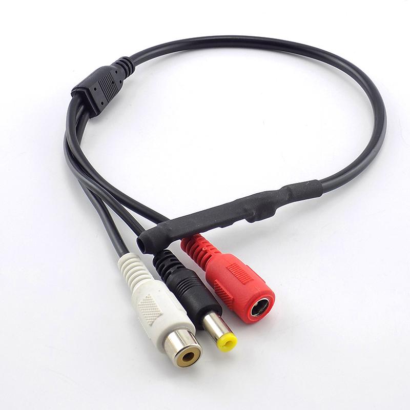 DC 12V Sound Monitor Audio Pickup Mini Pickup Audio Microphone RCA Power Cable for Cctv Security Camera DVR