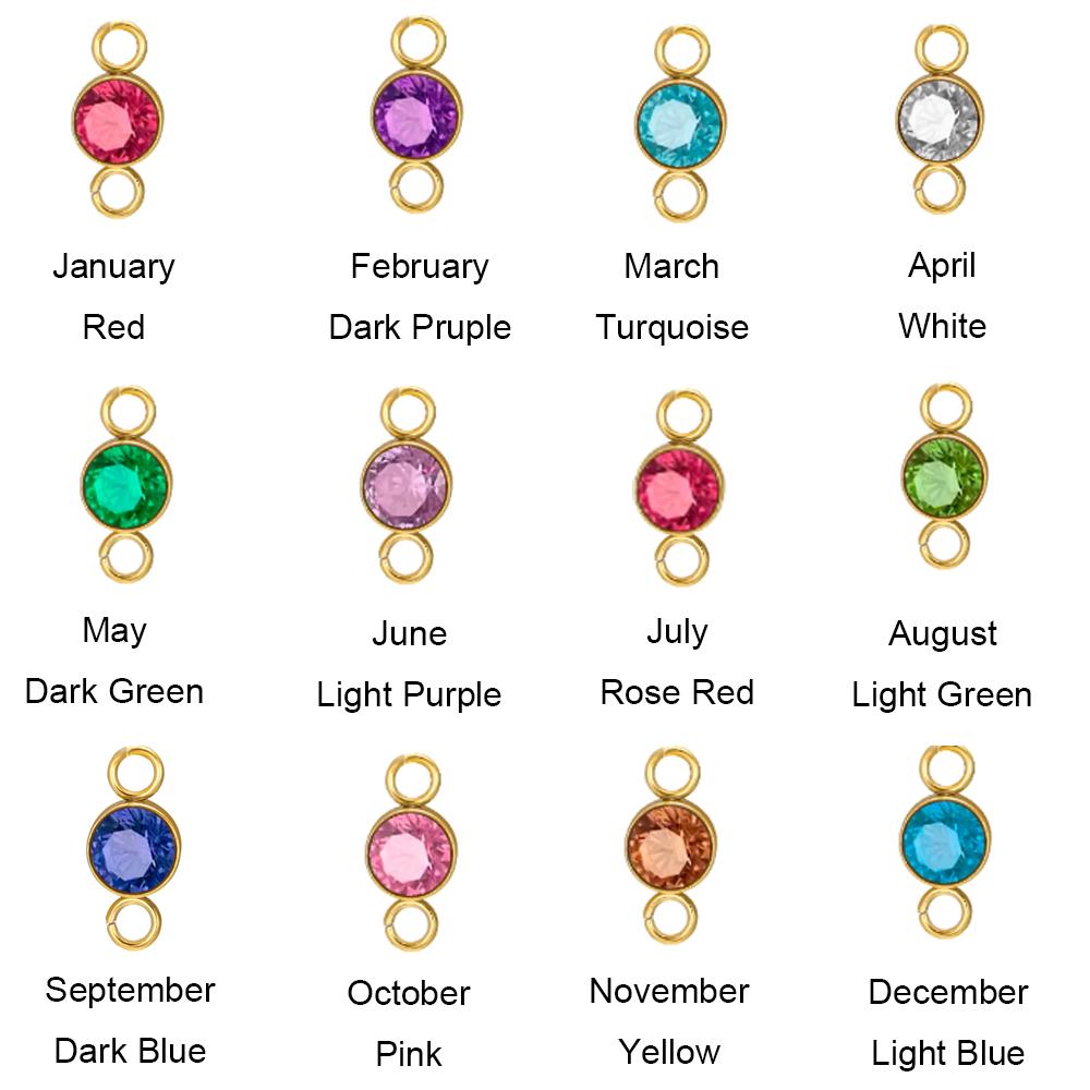 5 pcs/lot 5mm Colorful Crystal Birth Month Stone Charms Stainless Steel Pendant For Necklace Bracelet Making Birthday Jewelry