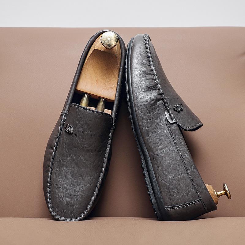 

Туфли Doudou мужские летние трендовые туфли для вождения повседневные корейская версия ленивые туфли мягкая поверхность мягкая подошва кожаные туфли модные универсальные мужские туфли 44