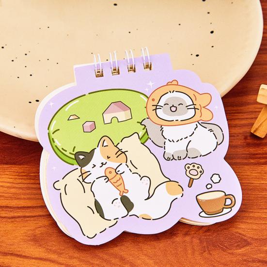 Katzen Mini Spiralnotizbücher 3,6 x 3,8 Zoll Obere Spiralbindung Notizblöcke, Cartoon 50 Seiten Notizbücher, Kawaii Notizbuch Schreibwaren für Notizen & Geschenke