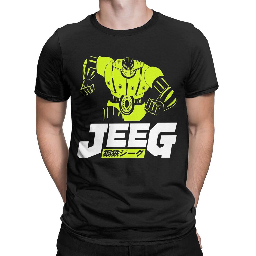 Anime Koutetsu Steel Jeeg Robot Men T Shirts Funny Tees Short Sleeve Crewneck T-Shirts Pure Cotton Plus Size Clothes
