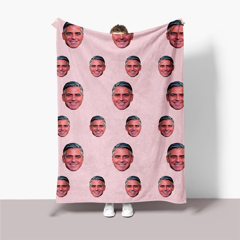 Rosa Hintergrund Foto Gesicht Haustierporträt Mit Bilddecke Personalisierter Stil Flanelldecke