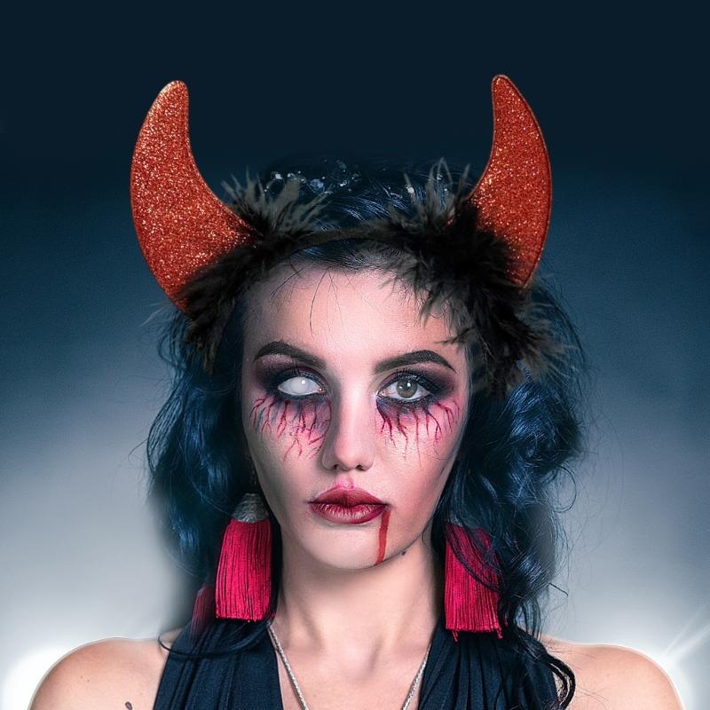 Verstellbare Teufelshörner Kopfbedeckung Bequeme Kopfbedeckung Einzigartige Kopfschmuck Kostümzubehör für Halloween-Veranstaltung