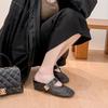 Französische hohle gewebte Tasche Kopf coole Hausschuhe Damen 2025 neu Oberbekleidung lässige Nische römischer Stil halbe Schleppsandalen Sommer
